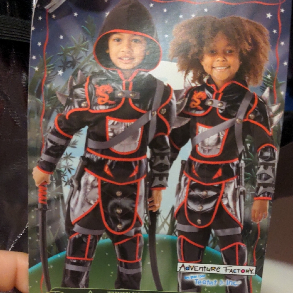 Kids Black and Red Ninja Armor Costume -